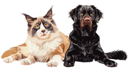 Fototapeta premium Cat and dog illustration