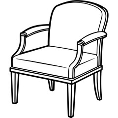Elegant armchair line art for interior design projects, create a stylish living space with this modern furniture element perfect for home decor and architectural visualizations