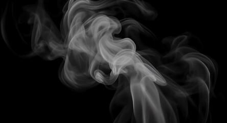 Ethereal White Smoke Plume Rising Against a Deep Black Background - Abstract Vapor Texture Overlay
