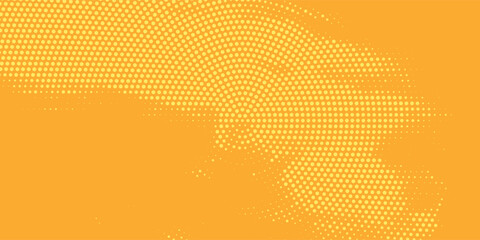 Yellow orange halftone pattern. Retro comic gradient background. Square pixilated dot cartoon texture. Pop art faded gradient pattern