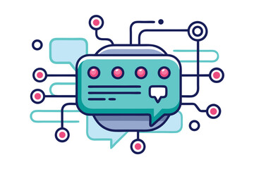 AI chatbot speech bubble layered geometric communication design