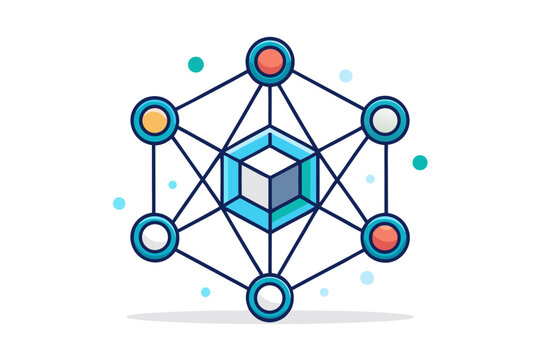 Data cluster geometric sphere nodes connected network icon  