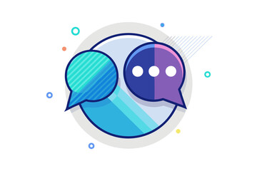 Group chat icon two bubble overlapping social design