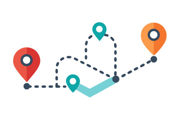 Map route path zig zag geometric line travel