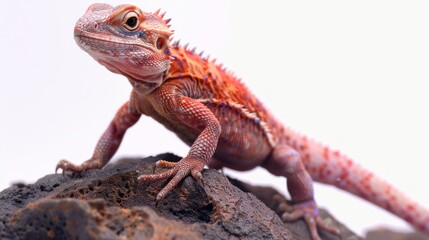 Fototapeta premium Red and pink lizard on rock