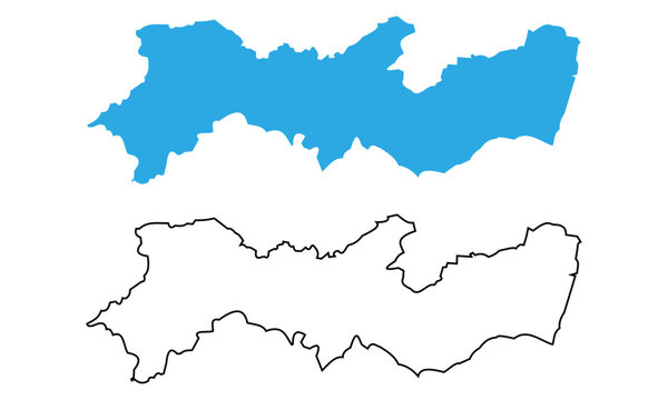 Map of the state of Pernambuco, Brazil. Map with detailed outline and blue silhouette