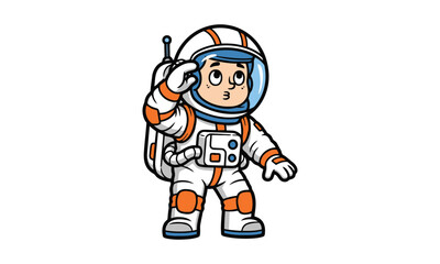 Cute cartoon astronaut character with helmet and antenna