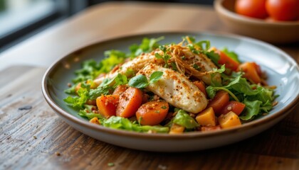 Healthy Chicken Salad with Fresh Vegetables