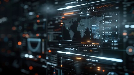 Obraz premium World map digital interface display