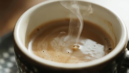 Steaming Cup of Coffee in Gentle Morning Light, Warm and Inviting Breakfast Scene