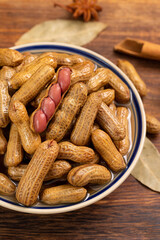 Close-up of Boiled Peanuts in Five-Spice Brine, a Traditional Chinese Snack