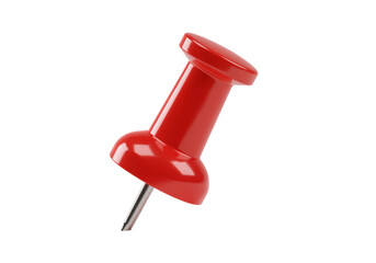 Essential vibrant red pushpin, a versatile office supply tool for securing important notes and documents, transparent background