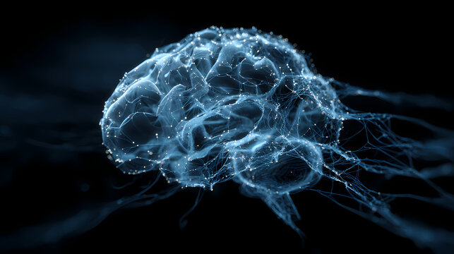Blue glowing neuron cell