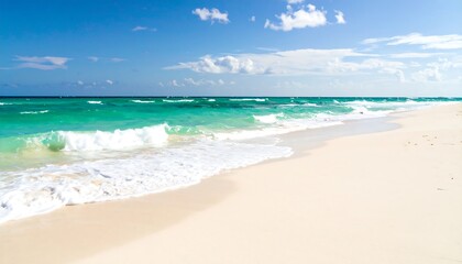Fototapeta premium Pristine beach scene with turquoise waves