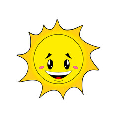 Yellow sun with a cute smiley face summer clip art