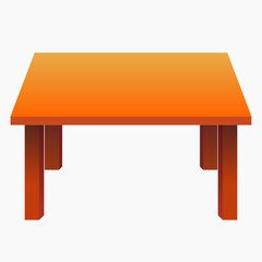 Vector illustration of a simple orange wooden table. Flat style design suitable for furniture, interior, home, office, workspace, dining, study, and decoration projects.