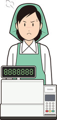 レジスターと女性スーパー店員⑥