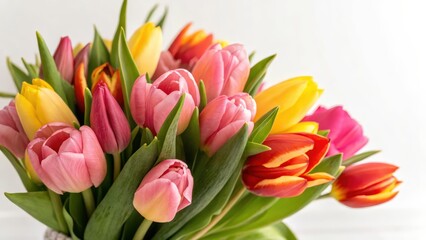Fototapeta premium Vibrant bouquet of colorful tulips displaying natures beauty