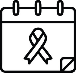 Breast cancer awareness ribbon calendar icon symbol for health campaigns