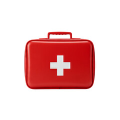 Obraz premium Red first aid box with white cross on transparent background Generative AI