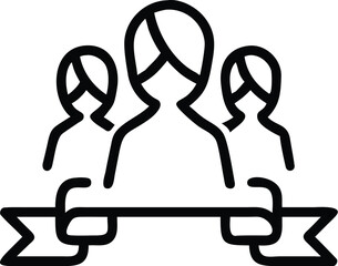 Breast cancer awareness ribbon support group people icon