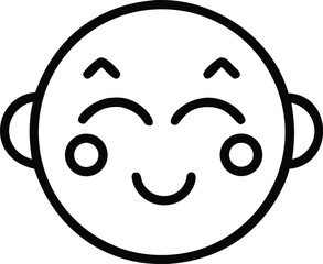Happy baby face outline simple drawing cute cheerful emotion