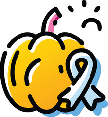 Halloween pumpkin with white ribbon icon for awareness and support