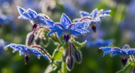 Foto auf Acrylglas Pflegezentrum Vibrant blue borage flowers in sunlight.  © Dom