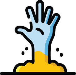 Spooky hand reaching from ground halloween icon color