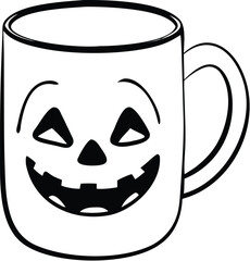 Halloween jack o lantern face mug icon for festive decorations