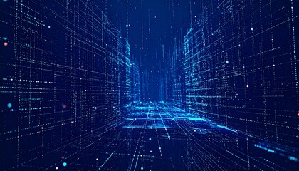 Digital cityscape of interconnected structures