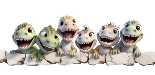 Playful Dinosaur Group: Cartoon Illustration transparent background png