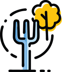 World food day fork and tree icon representing agriculture and growth