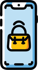 Smartphone with handbag icon for shopping and finance app