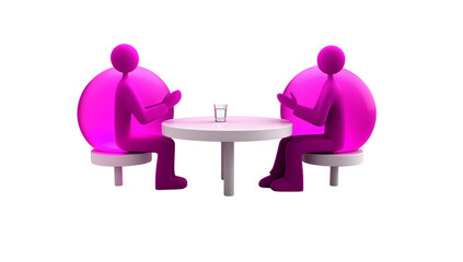 Fototapeta premium Two Figures in Conversation at a Round Table transparent background png