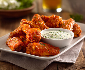 Alitas de pollo con salsa búfalo