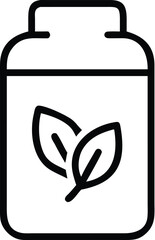 World food day outline icon of a jar with leaves representing healthy food