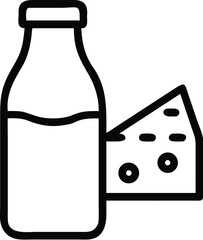World food day outline milk and cheese icon for healthy eating