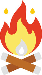 Campfire icon represents warmth and outdoor adventure symbol