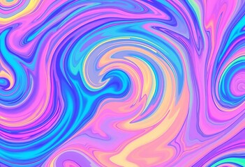 Fototapeta premium Swirling pastel waves in vibrant psychedelic abstract pattern, art, green