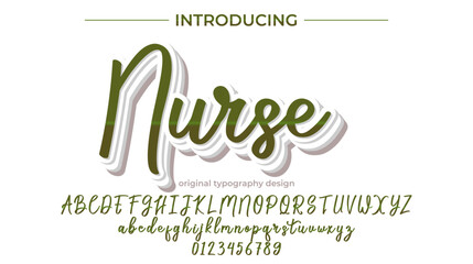 Fototapeta premium Nurse - Elegant 3D Script Font with Handwritten Style for Modern Typography and Branding