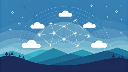 Minimal Cloud Network Concept with Gradient Background