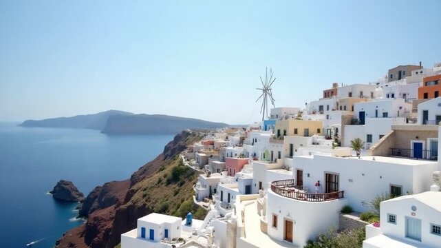 Aerial view of famous white houses in Greece