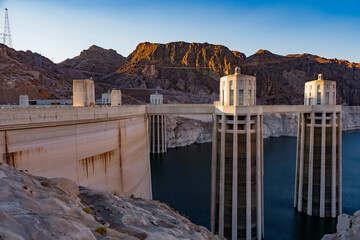 Golden Hour at Hoover Dam: Lake Mead and Majestic Intake Towers