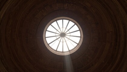 Circular Skylight in a Wooden Dome Interior