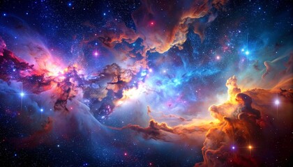Cosmic Nebula A Symphony of Colors and Light in the Vast Expanse of Space