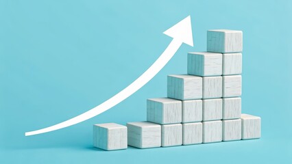 Stacked Cubes with Upward Arrow for Success Concept