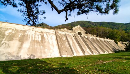 Ancient Stone Wall Ruins on a Hillside