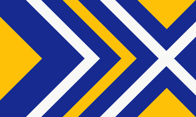Bold geometric flag design with dynamic chevrons and stripes in blue, gold, and white, symbolizing progress, unity, and forward momentum
