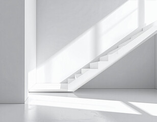 Minimal white background with soft shadows, clean and modern abstract style
